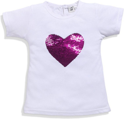 CERABI Girls Casual Cotton Blend Top(White, Pack of 1)