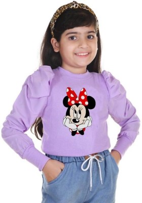 CAPRICOS Girls Casual Cotton Blend Full Sleeve Top(Purple, Pack of 1)