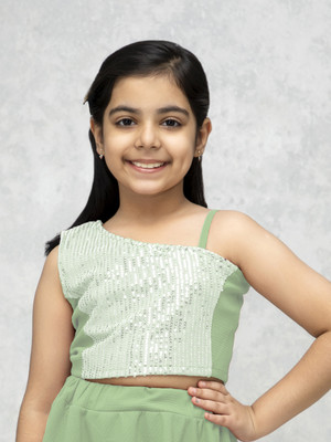 NEUDIS Girls Casual Rayon Crop Top(Multicolor, Pack of 1)