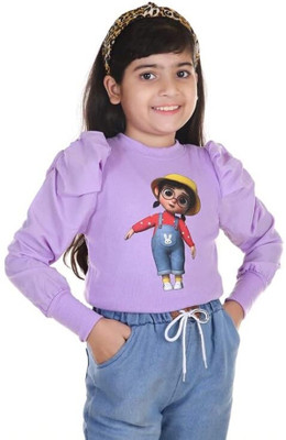 AZARZA FASHION Girls Casual Cotton Blend Raglan Top(White, Pack of 1)
