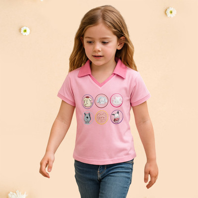 Cutecumber Girls Casual Polyester Top(Pink, Pack of 1)