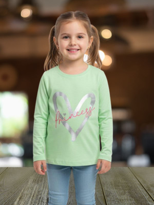 SAALVIA Girls Casual Cotton Lycra Blend Full Sleeve Top(Green, Pack of 1)