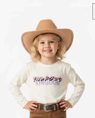 PINK CASTEL Girls Casual Lycra Blend Full Sleeve Top(White, Pack of 1)