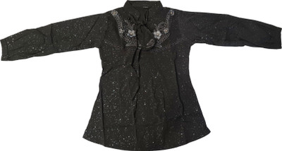 MUMMASCHOICE Girls Casual Georgette Top(Black, Pack of 1)