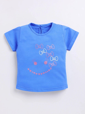 CERABI Girls Casual Pure Cotton Top(Blue, Pack of 1)