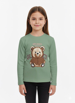 SAALVIA Girls Casual Cotton Lycra Blend Crop Top(Green, Pack of 1)