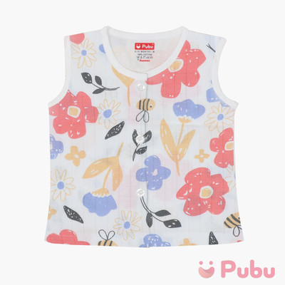 Pubu Baby Girls Pure Cotton Top(White, Pack of 2)