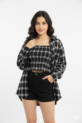 AHMADCALLATIONS Girls Casual Cotton Blend Strap Top(Black, Pack of 1)