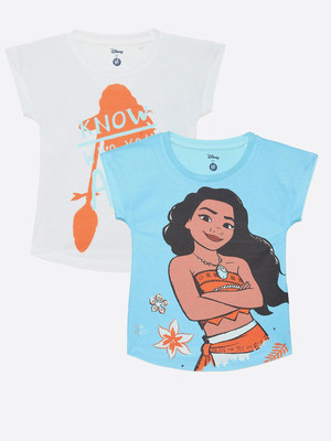 YK Disney Girls Casual Polycotton Top(White, Pack of 2)