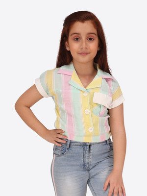 Cutecumber Girls Casual Polyester Top(Pink, Multicolor, Pack of 1)