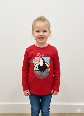 PINK CASTEL Girls Casual Cotton Lycra Blend Full Sleeve Top(Red, Pack of 1)