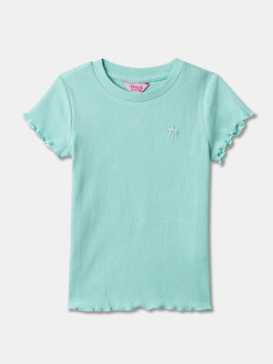 R&B Girls Cotton Blend Top(Green, Pack of 1)