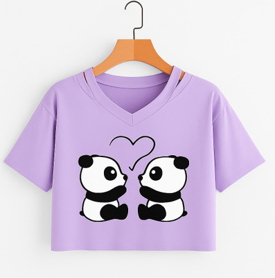 CROP ZONE Girls Casual Cotton Blend Crop Top(Purple, Pack of 1)