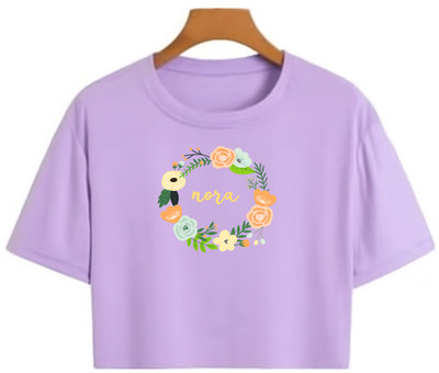 Loom & Line Girls Casual Cotton Blend Crop Top(Purple, Pack of 1)