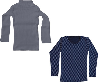 KAYU FAB Girls Casual Fleece Sweater Top(Dark Blue, Grey, Pack of 2)