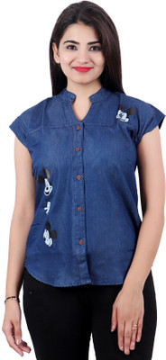 SQS Girls Casual Denim Top(Multicolor, Pack of 1)