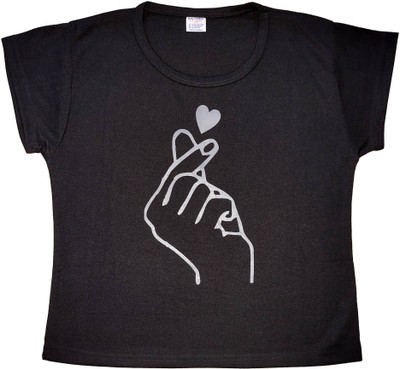 LOVO Girls Casual Cotton Blend Crop Top(Black, Pack of 1)