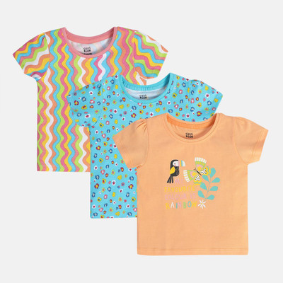 MINI KLUB Baby Girls Cotton Blend Knit Top(Multicolor, Pack of 1)