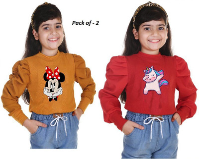 Zalorawear Girls Casual Cotton Blend Top(Multicolor, Pack of 2)