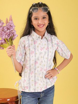 Miss & Chief Girls Casual Polyester Shirt Style Top(Pink, Pack of 1)
