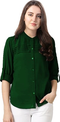 oriexfabb Casual Solid Women Green Top