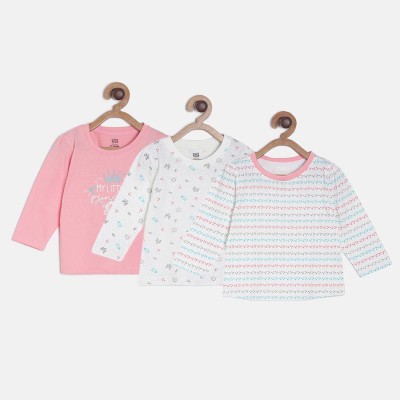 MINI KLUB Baby Girls Pure Cotton Top(Multicolor, Pack of 3)