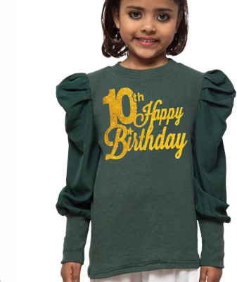Wahoo Girls Casual Cotton Blend Tunic Top(Green, Pack of 1)