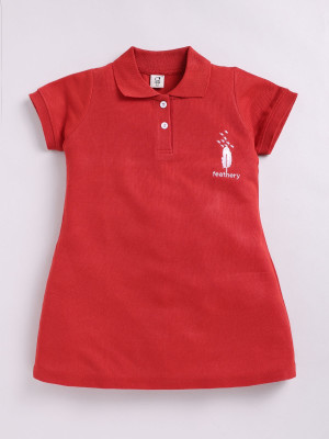 CERABI Girls Casual Pure Cotton Top(Red, Pack of 1)
