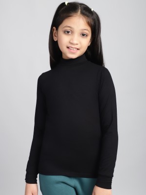 BAAWRI Girls Casual Viscose Top(Black, Pack of 1)