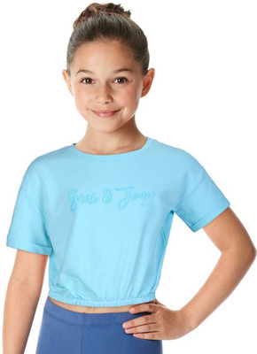GINI & JONY Girls Casual Cotton Blend Knit Top(Light Blue, Pack of 1)