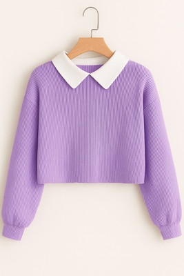 VATSALAYA Girls Casual Cotton Blend Crop Top(Purple, Pack of 1)