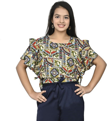 LIME N LEMON Girls Casual Polyester Top(Multicolor, Pack of 1)