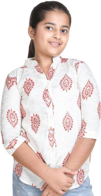 GALAD Girls Casual Cotton Blend Fashion Sleeve Top(White, Pack of 1)