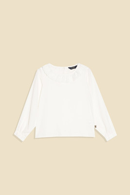 Allen Solly Girls Casual Pure Cotton Top(White, Pack of 1)