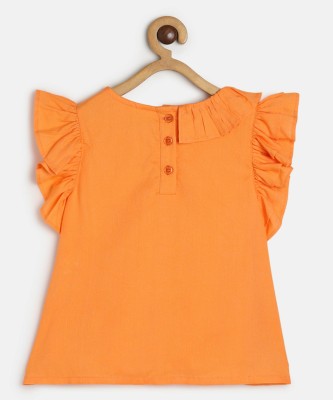 MINI KLUB Girls Casual Pure Cotton Top(Orange, Pack of 1)