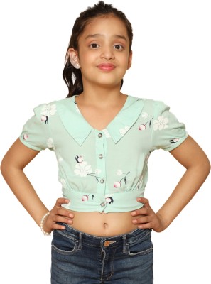 Kids Cave Girls Casual Rayon Crop Top(Light Green, Pack of 1)