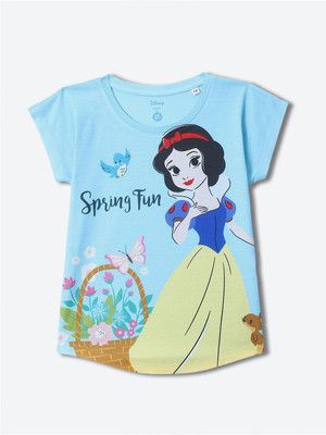 YK Disney Girls Casual Polycotton Top(Blue, Pack of 1)
