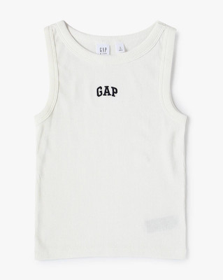 GAP Girls Casual Pure Cotton Tank Top(White, Pack of 1)