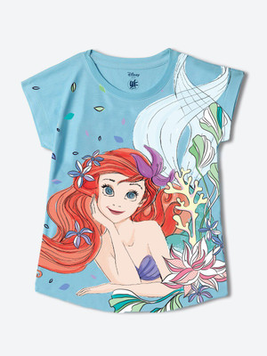 YK Disney Girls Polycotton Raglan Top(Multicolor, Pack of 1)