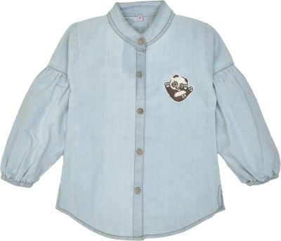 CERABI Girls Casual Denim Shirt Style Top(Blue, Pack of 1)