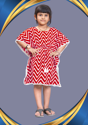 SELVIFAB Girls Crepe A-line Top(Red, Pack of 1)