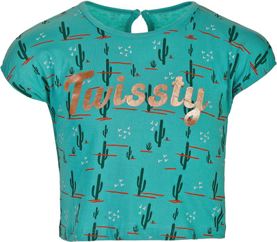 Twissty Girls Casual Pure Cotton Top(Green, Pack of 1)