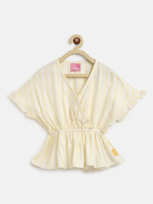 TALES & STORIES Girls Casual Rayon Top(Beige, Pack of 1)
