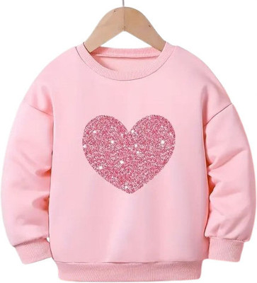 Wahoo Girls Cotton Fleece Blend Sweater Top(Pink, Pack of 1)