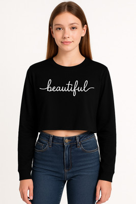 CROP ZONE Girls Casual Cotton Blend Crop Top(Black, Pack of 1)