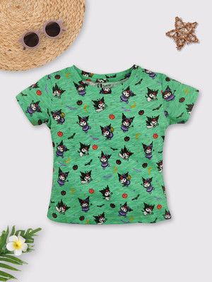 ETEENZ Girls Casual Cotton Blend Top(Green, Pack of 1)