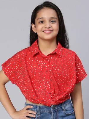 OXOLLOXO Girls Casual Polyester Shirt Style Top(Red, Pack of 1)