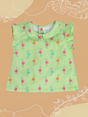 MINI KLUB Baby Girls Casual Pure Cotton Woven Top(Green, Pack of 1)