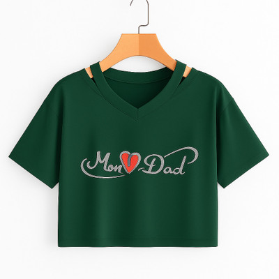CROP ZONE Girls Casual Cotton Blend Crop Top(Dark Green, Pack of 1)