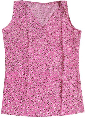 IndiWeaves Girls Casual Crepe A-line Top(Pink, Pack of 1)